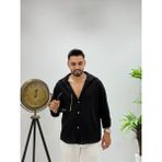 Erkek Yeni Sezon Ütü Gerektirmeyen Krinkıl Gömlek - Siyah