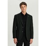 Erkek Yeşil Dar Kesim Slim Fit Yünlü Dokuma Torba Cep Mono Yaka 4 Drop Ceket