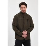 Erkek Yeşil Regular Uzun Mevsimlik Pamuk Polyester Karışımlı Safari Mont&ceket