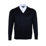 Erkek Yünlü Kazak V Yaka Normal Klasik Kesim Lacivert RAR00372 Lacivert 3XL