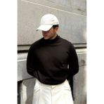 Erkek Yünlü Normal Kalıp Yarım Balıkçı Yaka Triko Kazak - 2XL - Kahverengi