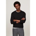 Erkek Yuvarlak Yaka Cotton Crew Neck Kazak - Siyah - Black