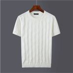 Erkek Yuvarlak Yaka Desenli Örme T-Shirt - Beyaz - XL