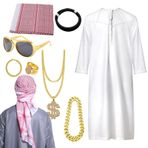 Erkekler Arap Şeyh kostümü, Suudi kostümü,Headdress ile erkekler için Set Cadılar Bayramı Arap Kostüm | Yenilik Yetişkinleri Suudi gençler, gençler, kadınlar için kafa bandı giyin