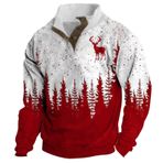 Erkekler Erkekler için Noel Tişörtü Çirkin Noel Kazak Ren Geyiği Komik Trendy Baskılı Uzun Kollu Kırmızı Noel Kazak Erkekler Komik, kırmızı, 4XL
