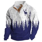 Erkekler Erkekler için Noel Tişörtü Çirkin Noel Kazak Ren Geyiği Komik Trendy Baskılı Uzun Kollu Kırmızı Noel Kazak Erkekler Komik, mavi, 4XL