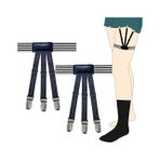 Erkekler hepsi bir arada gömlek klip moda uyluk halka siyah ve beyaz şerit elastik ayarlanabilir gömlek kaymaz jartiyer jartiyer, Black and White Strip-4 (Siyah ve beyaz, Tek Beden