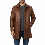 Erkekler için % 100 Gerçek Deri Araba Montu - Trençkot Vintage Stil Siyah Ceket - Kış İş Resmi Etkinlik Kıyafeti, kahverengi, XL