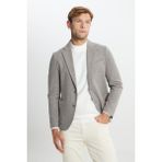Erkekler İçin Altınyıldız Classics Slim Fit Mono Yaka Armürlü Torba Cepli Ceket %85 Akrilik Malzeme - 48-6N - Açık Kahverengi