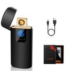 Erkekler için elektrikli çakmak, elektrik arklı çakmak, fırtına çakmağı, USB ile şarj edilebilir, dokunmatik ekran, LED, çift, pil göstergeli, rüzgar geçirmez, plazma çakmak, babalar günü hediyesi