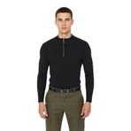 Erkekler İçin Fitted Kesim Fermuar Detaylı Dik Yaka Fitilli Pamuk Polyester Triko Kazak Casual Tarz -Siyah-M