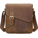 Erkekler için Hakiki Deri Askılı Çanta - Vintage Kahverengi Crossbody Omuz Çantası - Ayarlanabilir Kayış - Ofis ve Seyahat Kullanımı, kahverengi, One Size