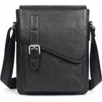 Erkekler için Hakiki Deri Askılı Çanta - Vintage Kahverengi Crossbody Omuz Çantası - Ayarlanabilir Kayış - Ofis ve Seyahat Kullanımı, siyah, One Size