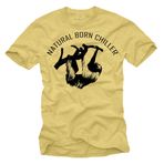 Erkekler için havalı eğlenceli tişörtler NATURAL BORN CHILLER Tişört vintage sarı beden XXXXL