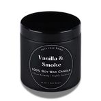 Erkekler için Kokulu Mumlar | Vanilya ve Duman Kokulu Mumlar | Ev Kokulu Soya Mumları | Eril Mum | Vanilya Mum Siyah Kavanoz Mum | Ev Toksik Olmayan Erkek Kokulu Mumlar 12oz 60+ Saat