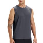 Erkekler için kolsuz tişört, antrenman, atlet, fitness stüdyosu, hızlı kurur, koşu, sportif kas tişörtü, Koyu gri., S