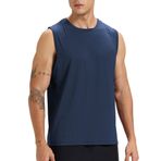 Erkekler için kolsuz tişört, antrenman, atlet, fitness stüdyosu, hızlı kurur, koşu, sportif kas tişörtü, Mavi (Marineblau), XL