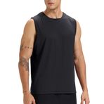 Erkekler için kolsuz tişört, antrenman, atlet, fitness stüdyosu, hızlı kurur, koşu, sportif kas tişörtü, Siyah, XL