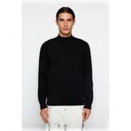 Erkekler İçin Modern Fitted%100 Pamuk Yarım Balıkçı Yaka Triko Kazak Soğuk Havalara Özel Kaliteli -Siyah-XL