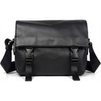 Erkekler için Siyah Gerçek Deri Postacı Çantası - Ayarlanabilir Askılı Şık Crossbody Omuz Çantası - Ofis, Seyahat ve Günlük Kullanım, siyah, One Size