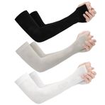 Erkekler Kadınlar için 3 ADET Sıkıştırma Kol Kolları, Soğutma Güneş Koruma Kollu Dövme Kapağı, Basketbol Kol Kol, Futbol Kollu, Beyaz, gri, siyah, middle