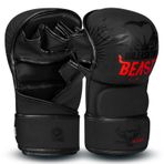 Erkekler Kadınlar için BEAST RAGE MMA Eldivenleri, Ayarlanabilir Bilek Desteği Açık Palm Dövüş Sanatları Eldiveni Muay Thai Kafes Mücadele Mücadele Tekvando Kickboks Boks Eğitimi için (Kırmızı, S/M)
