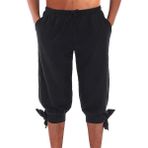 Erkekler Ortaçağ Vintage Viking Korsan Pantolon Cosplay Kostüm Gevşek Capris Süvari Köylü Castaways Kostüm Bloomers Pantolon | Anime Kostümleri (Siyah)