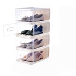 Erkekler ve Kadınlar için Şeffaf Kapılı Büyük İstiflenebilir Plastik Ayakkabı Kutuları Konteynerler Sneaker Ekran ve Depolama Çözümü Yükseltilmiş Versiyon Standart Sürüm (Renk: B)