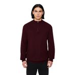 Erkeklerin Soğuk Havalar İçin İdeal Regular Kalıp Akrilik Düz Triko Fermuarlı Kazak Kaliteli -Bordo-4XL