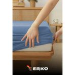 Erko Tekstil %100 Pamuklu Penye Lastikli Çarşaf | Tek Kişilik - Çift Kişilik - Battal Boy - Mavi - 90 x 190
