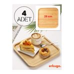 Erkugo 4 Adet Bambu Kare Servis Tabağı, Sunum Seti (25X25 Cm)