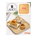 Erkugo 6 Adet Bambu Kare Servis Tabağı, Sunum Seti (25X25 Cm)