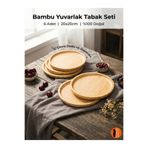 ERKUGO 6 Adet Bambu Yuvarlak Servis Tabağı, Sunum Seti (20x20 cm) Ahşap