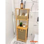 Erkugo Bambu 3 Raflı Kirli Sepeti, Çok Amaçlı Banyo Düzenleyici, Çamaşır Sepeti Organizer, Raf