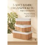 Erkugo Bambu 3’lü Oval Kutu Organizer Seti – Doğal Bambu Saklama ve Düzenleyici Seti