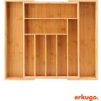 Erkugo Bambu Ayarlanabilir (BÜYÜK BOY) Çekmece Içi Ölçü Ayarlı Kaşıklık 6-8 Bölmeli, Organizer