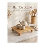 ERKUGO Bambu Dekoratif Top Ayaklı Sunum Tabağı, Servis Tabağı, (28 X 28 cm) Bej 28 x 28