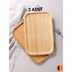 Erkugo Bambu Dikdörtgen Servis Tabağı Sunum Seti 30 x 20 cm 2 Adet