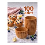 ermaslicon 100 Adet Kraft Kağıt Muffin Cupcake Kapsülü | Yağ Geçirmez Kek Kalıbı Fırın Kağıdı