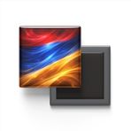 Ermenistan - Abstract Efektli Bayrak - Baskılı Kare Buzdolap Magneti