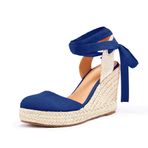 Ermonn Espadril Dolgu Platform Kapalı Burun Lacivert 1 Kadın Sandalet