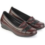 Ern Shoes Kadın Topuk Jelli Içi Hakiki Deri Anne Ayakkabısı - Bordo