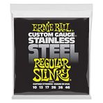 Ernie Ball Düzenli Slinky Paslanmaz Çelik Yara Elektro Gitar Telleri, ölçü 10-46