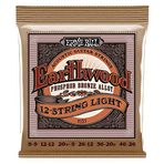Ernie Ball Earthwood Hafif Akustik Gitar Telleri, 12 telli, fosfor bronz, ayar 9-46
