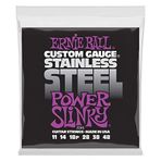 Ernie Ball Power Slinky Paslanmaz Çelik Yara Elektro Gitar Telleri, ölçü 11-48