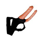 Erofoni Çift Taraflı Belden Bağlamalı Erofoni 19 Cm İkili Çatal Double İçi Boş Takma Strapon Dildo Penis
