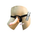 Erofoni Ultra Süper Realistik Erofoni 16 Cm Titreşimli Demir Halkalı Belden Bağlamalı Yapay Vibratör Penis