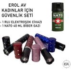 Erol Av Kadınlar Için Kişisel Savunma Seti - Ruj Tipi Şarjlı Cihaz + 40ML Biber Gazı - Siyah