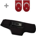 Erolav Neopren Iç Bel Silah Kılıfı ve 2 Adet Kaymaz Şarjör Altı Türk Bayrağı Sticker Seti