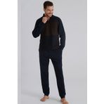 Eros 31052 Erkek Lacivert Uzun Kollu Fermuar Yaka Pijama Takımı ER31052